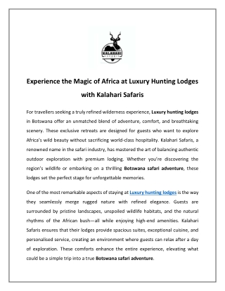 Botswana safari adventure