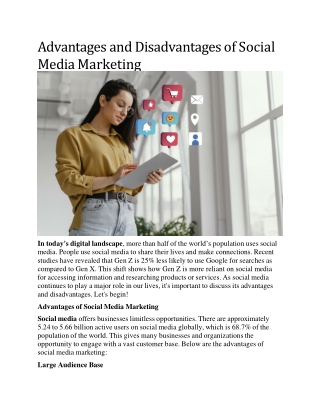 Advantages and Disadvantages of Social Media Marketing