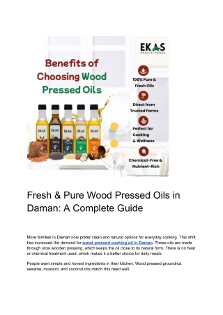 Fresh & Pure Wood Pressed Oils in Daman_ A Complete Guide