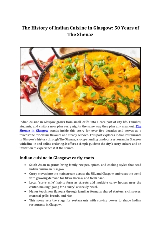 50 Years of Indian Cuisine in Glasgow | The Shenaz