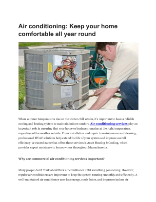 Air Conditioning Services by Asset Heating Cooling Experts