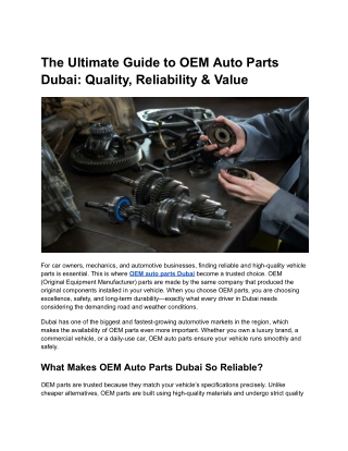 OEM Auto Parts Dubai_ The Smart Choice for Long-Term Performance