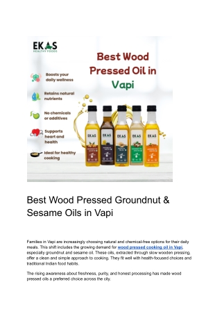 Best Wood Pressed Groundnut & Sesame Oils in Vapi