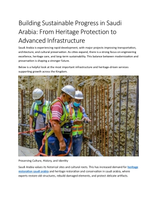 Building Sustainable Progress in Saudi Arabia From Heritage Protection to Advanced Infrastructure