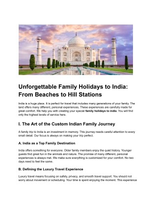 Family Holidays to India