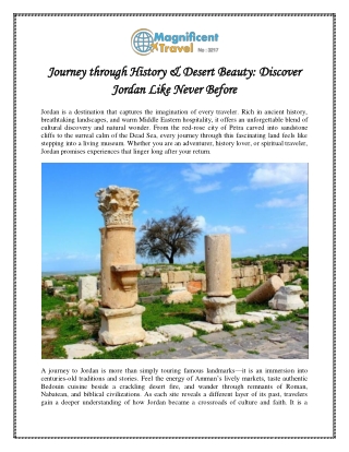 Journey through History & Desert Beauty Discover Jordan Like Never Before