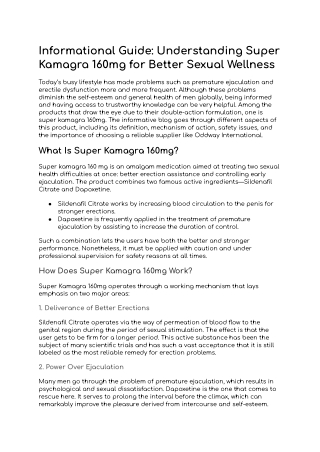 Informational Guide_ Understanding Super Kamagra 160mg for Better Sexual Wellness