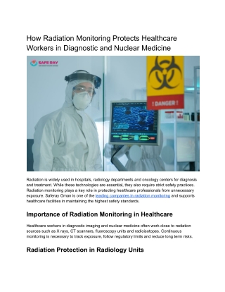 How Radiation Monitoring Protects Healthcare Workers in Diagnostic and Nuclear Medicine