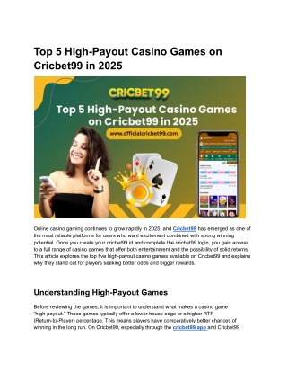 Top 5 High-Payout Casino Games on Cricbet99 in 2025 (2)