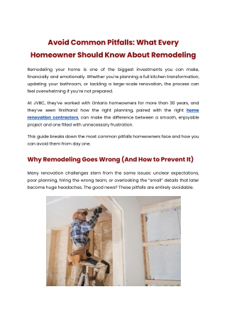 Avoid Common Pitfalls: What Every Homeowner Should Know About Remodeling