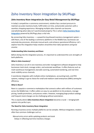 Zoho Inventory Noon Integration by SKUPlugs