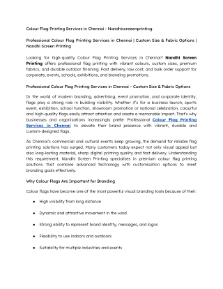 Professional Colour Flag Printing Services in Chennai