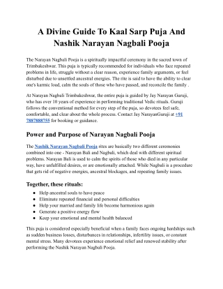 A Divine Guide To Kaal Sarp Puja And Nashik Narayan Nagbali Pooja