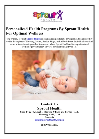 Personalized Health Programs By Sprout Health For Optimal Wellness