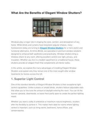 What Are the Benefits of Elegant Window Shutters