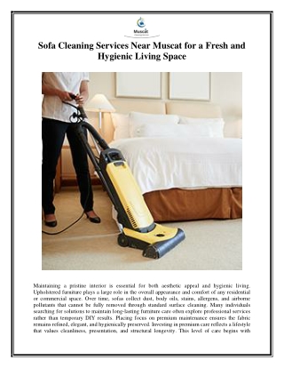 Sofa Cleaning Services Near Muscat for a Fresh and Hygienic Living Space