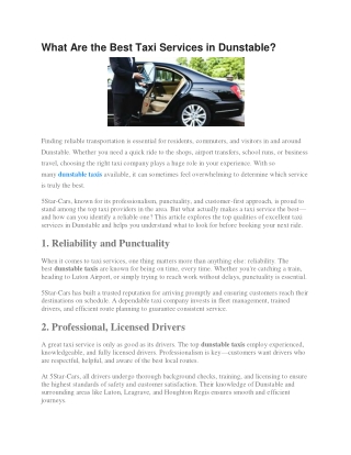What Are the Best Taxi Services in Dunstable