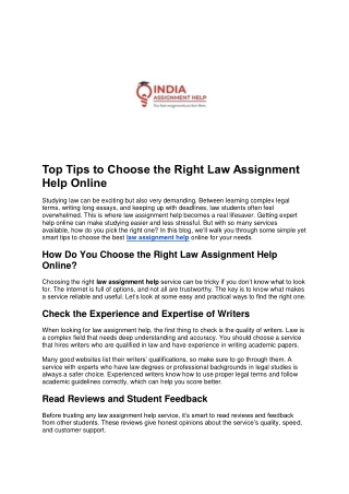 Top Tips to Choose the Right Law Assignment Help Online