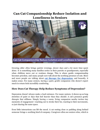Can Cat Companionship Reduce Isolation and Loneliness in Seniors