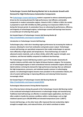 Turbocharger Ceramic Ball Bearing Market Set to Accelerate Growth