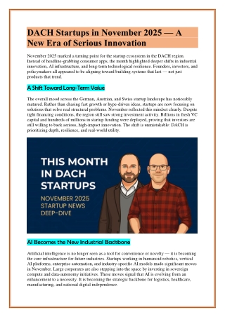 DACH Startups in November 2025 — A New Era of Serious Innovation