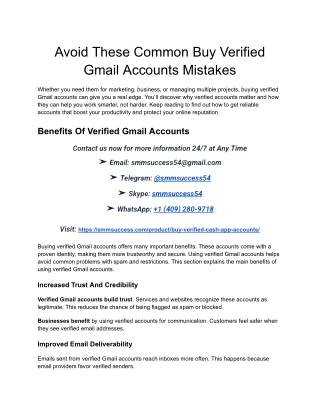 Avoid These Common Buy Verified Gmail Accounts Mistakes