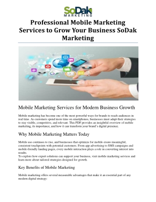 professional mobile marketing services to grow your business sodak marketing