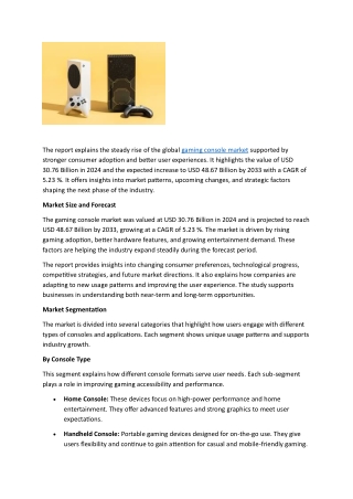 Gaming Console Market Trends And Forecast Up To 2033