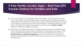 5 Free Family Locator Apps and Free GPS Tracker Options for Families and Kids