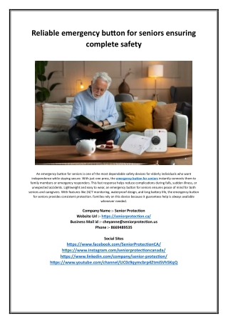 Reliable emergency button for seniors ensuring complete safety