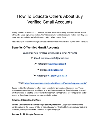 How To Educate Others About Buy Verified Gmail Accounts