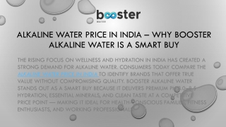 Alkaline Water Price in India: Why Booster Is a Smart Buy