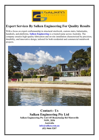 Expert Services By Salken Engineering For Quality Results