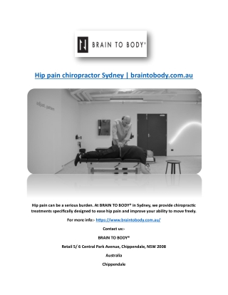 Hip pain chiropractor Sydney | braintobody.com.au