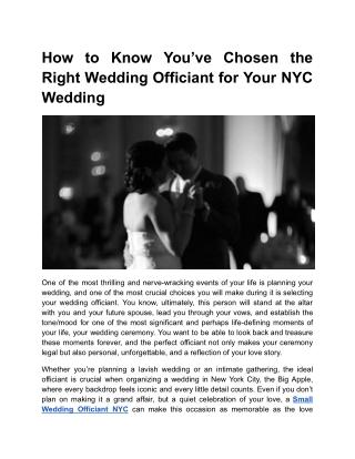 How to Know You’ve Chosen the Right Wedding Officiant for Your NYC Wedding