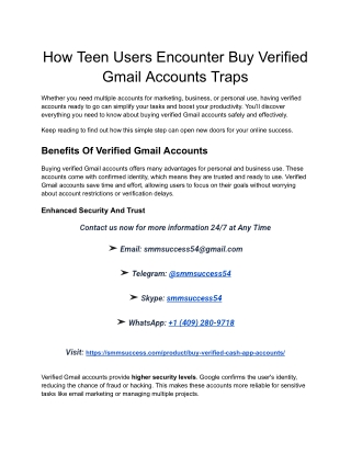 How Teen Users Encounter Buy Verified Gmail Accounts Traps