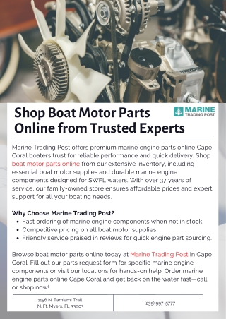 Shop Boat Motor Parts Online from Trusted Experts