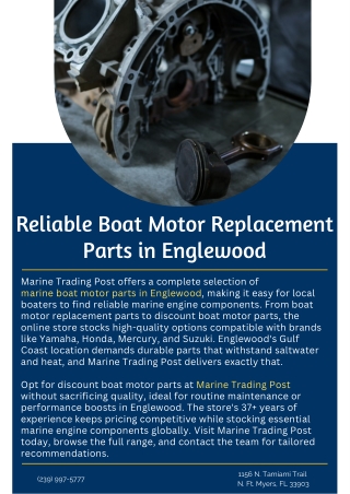 Reliable Boat Motor Replacement Parts in Englewood