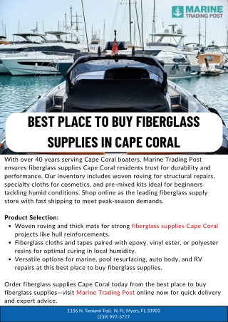Best Place to Buy Fiberglass Supplies in Cape Coral