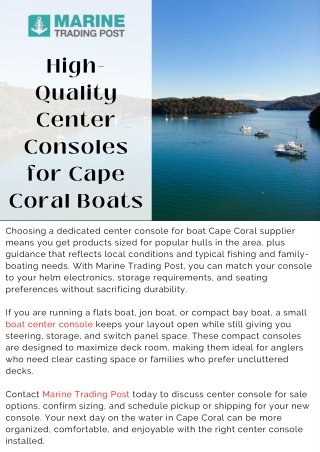 High-Quality Center Consoles for Cape Coral Boats