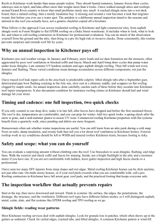 Roof Inspection Kitchener: Annual Checklist to Prevent Costly Repairs