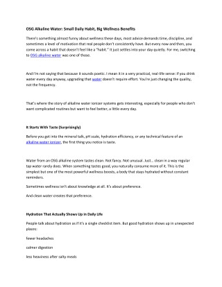 OSG Alkaline Water Small Daily Habit