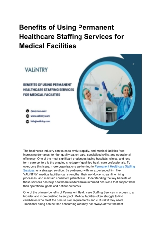 Permanent Healthcare Staffing Services