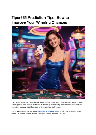 Tiger365 Prediction Tips_ How to Improve Your Winning Chances