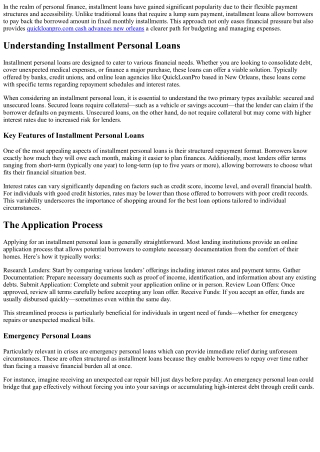 Installment Personal Loans: Flexible Payments for Your Financial Needs