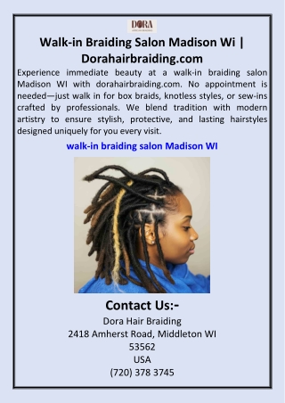 Walk-in Braiding Salon Madison Wi  Dorahairbraiding.com