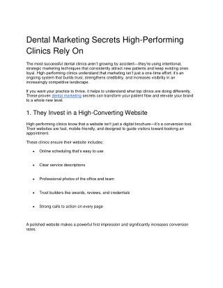 Dental Marketing Secrets High-Performing Clinics Rely