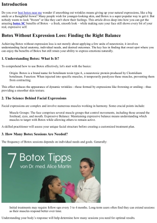 Botox Without Expression Loss: Finding the Right Balance