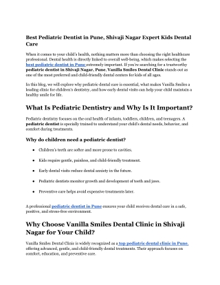 Pediatric Dentist in Pune | Child-Friendly Dental Care in Shivaji Nagar