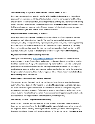 Top NDA Coaching in Rajasthan for Guaranteed Defence Success in 2025